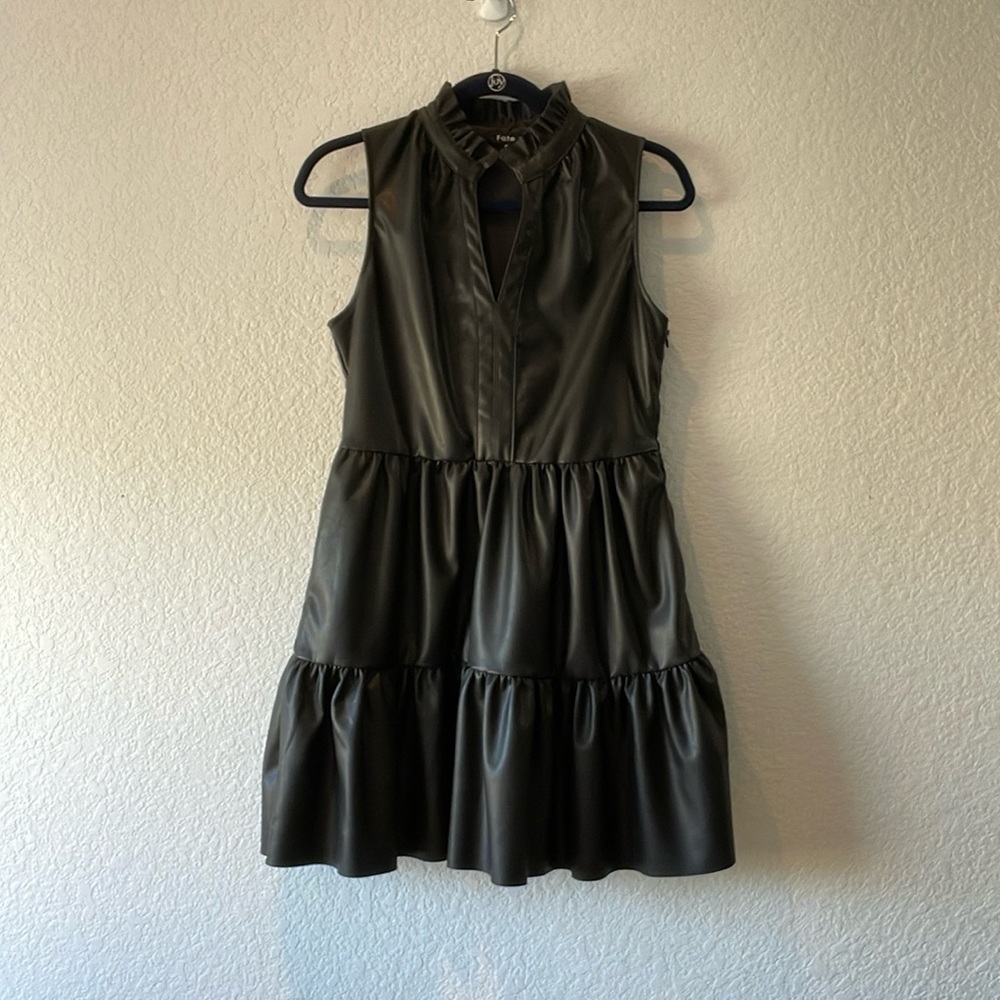 Sleeveless faux leather dress